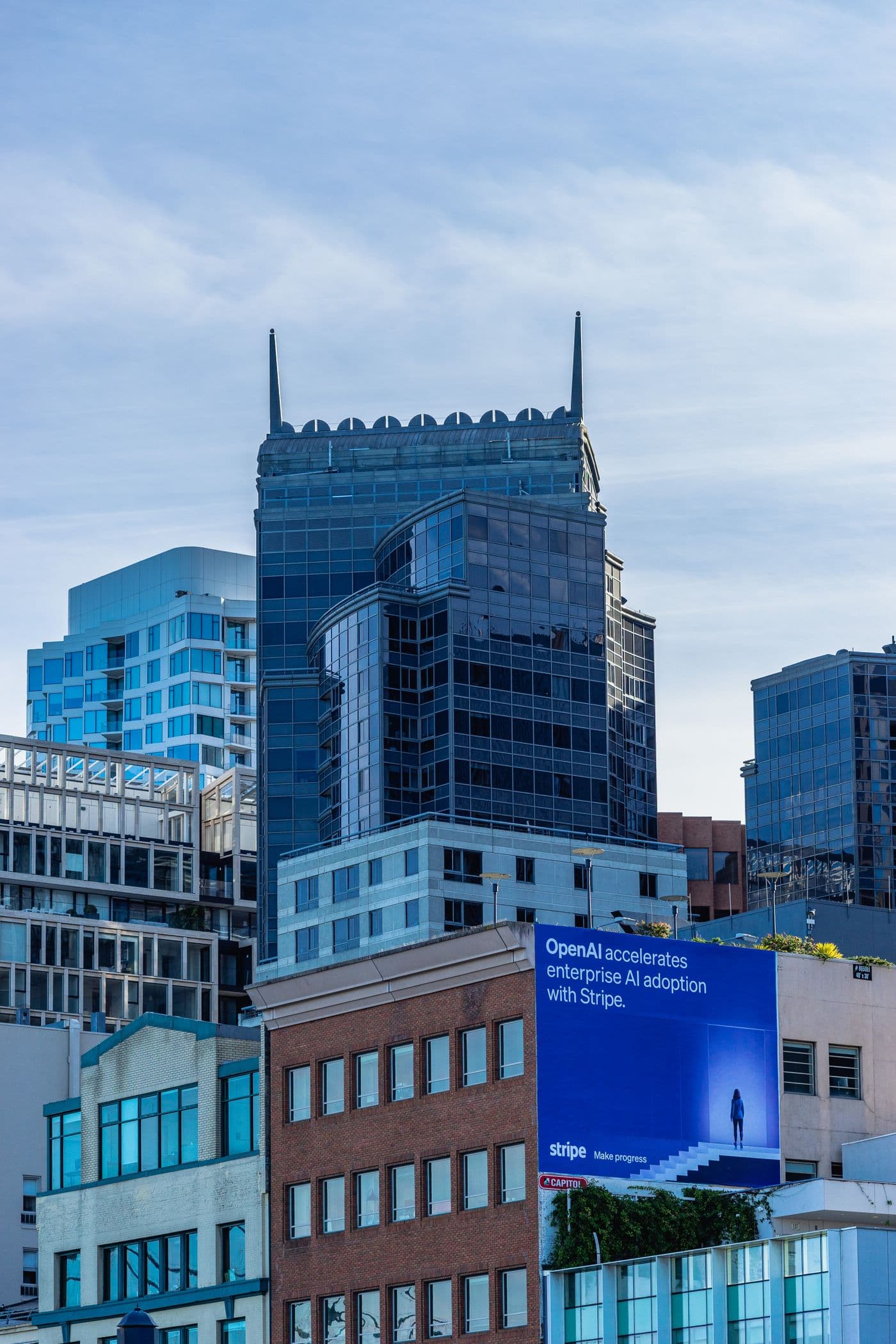 Outdoor advertising campaign among city office buildings